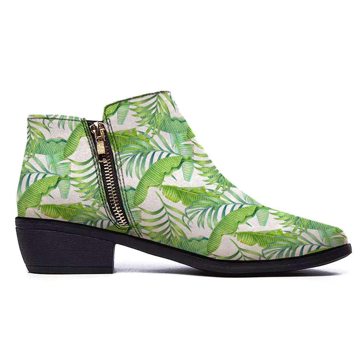 Banana Leave Palm Tree Print Pattern Ankle Boots-grizzshop