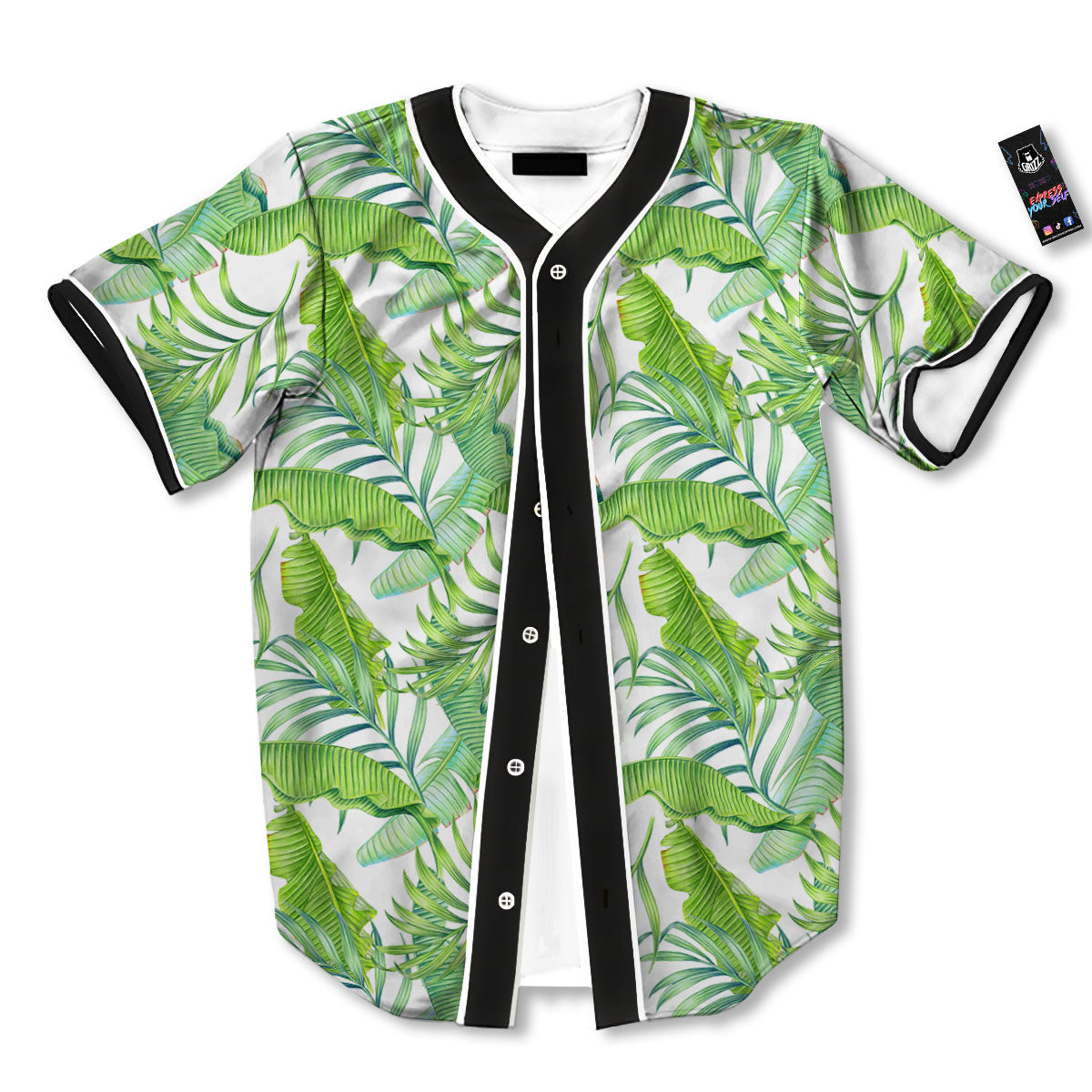 Banana Leave Palm Tree Print Pattern Baseball Jersey-grizzshop