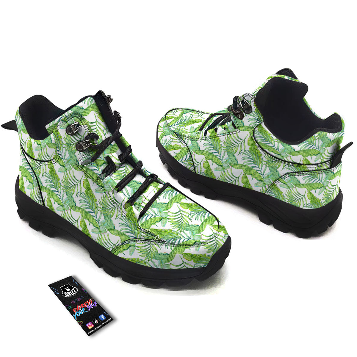 Banana Leave Palm Tree Print Pattern Hiking Shoes-grizzshop