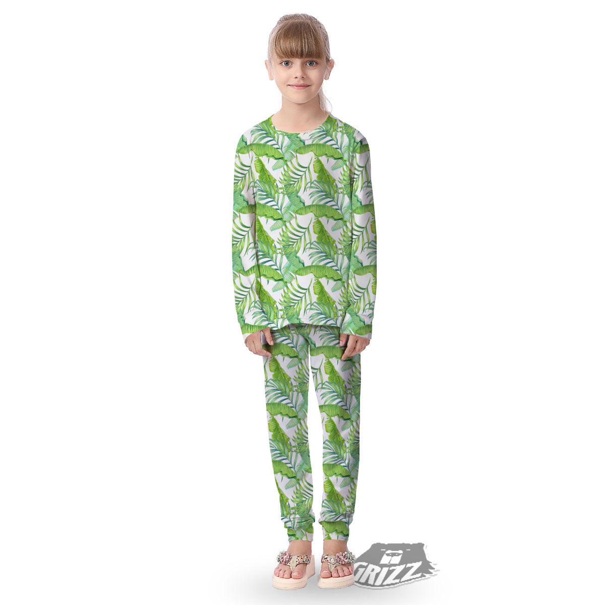 Banana Leave Palm Tree Print Pattern Kid's Pajamas-grizzshop