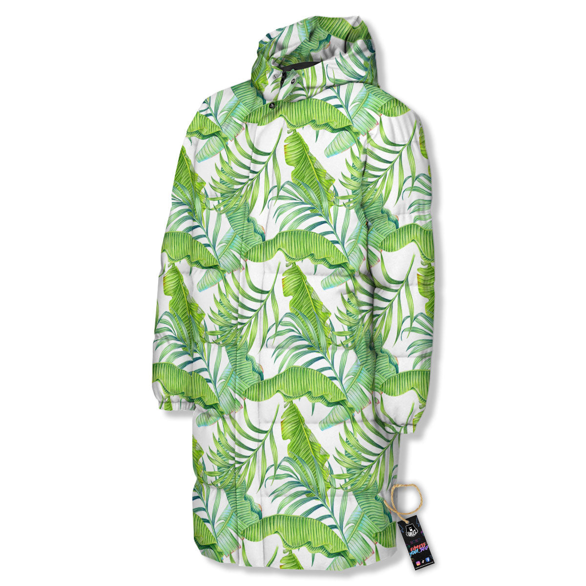 Banana Leave Palm Tree Print Pattern Long Down Jacket-grizzshop