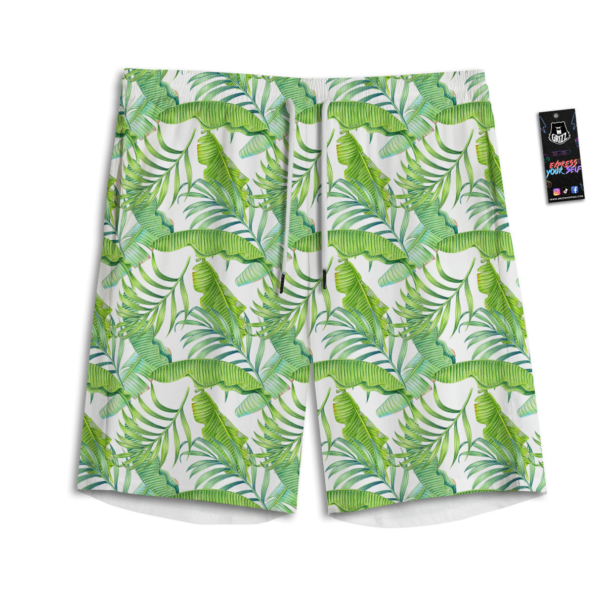 Banana Leave Palm Tree Print Pattern Men's Athletic Shorts