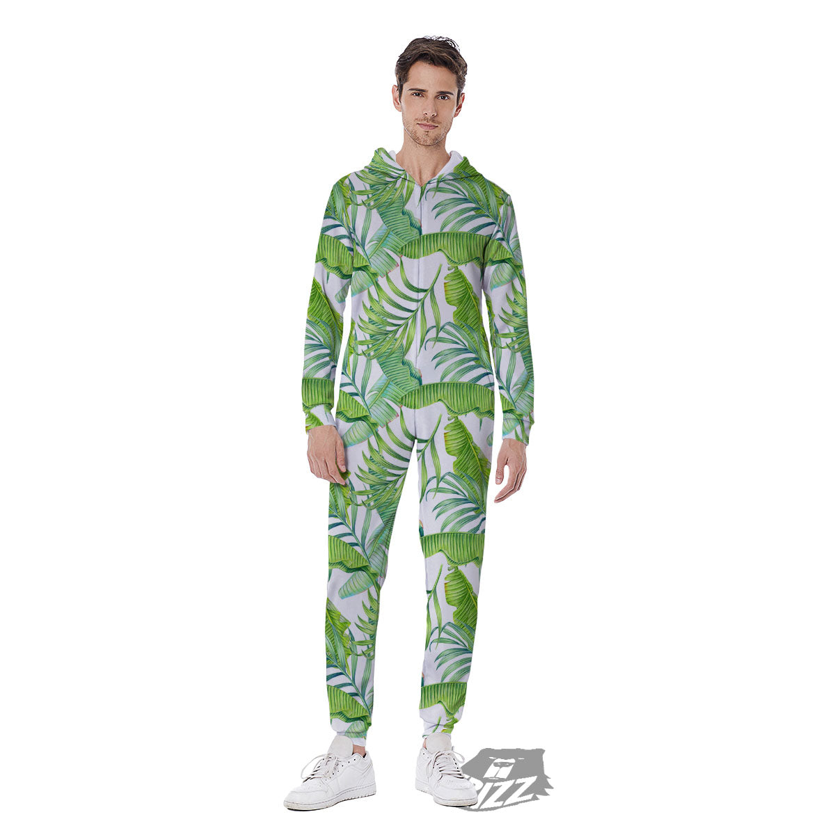 Banana Leave Palm Tree Print Pattern Men's Jumpsuit-grizzshop
