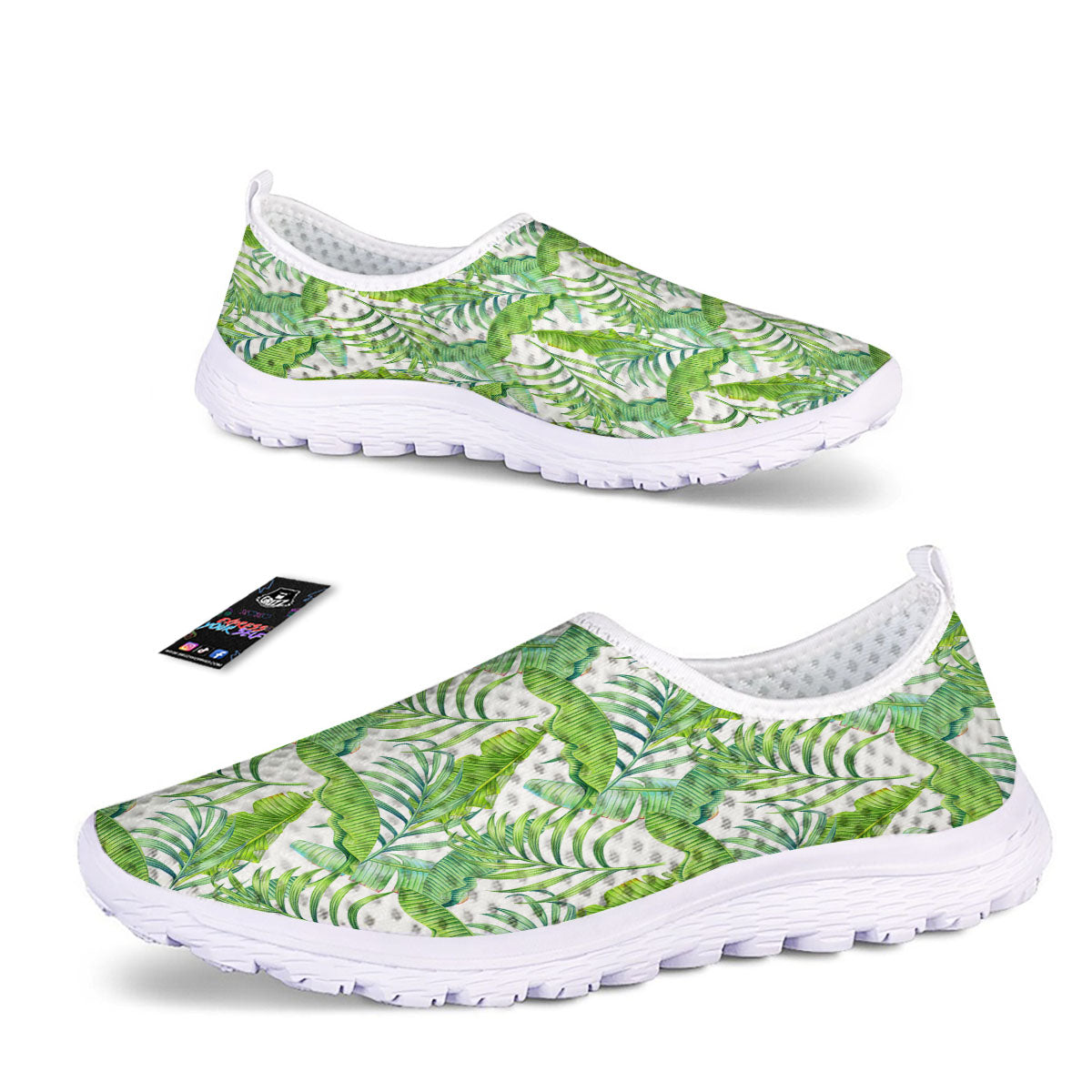 Banana Leave Palm Tree Print Pattern Nurse Shoes-grizzshop