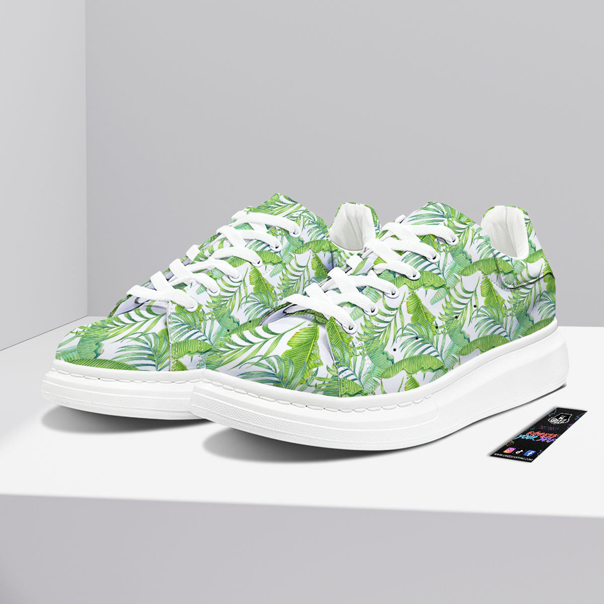 Banana Leave Palm Tree Print Pattern Platform Shoes-grizzshop
