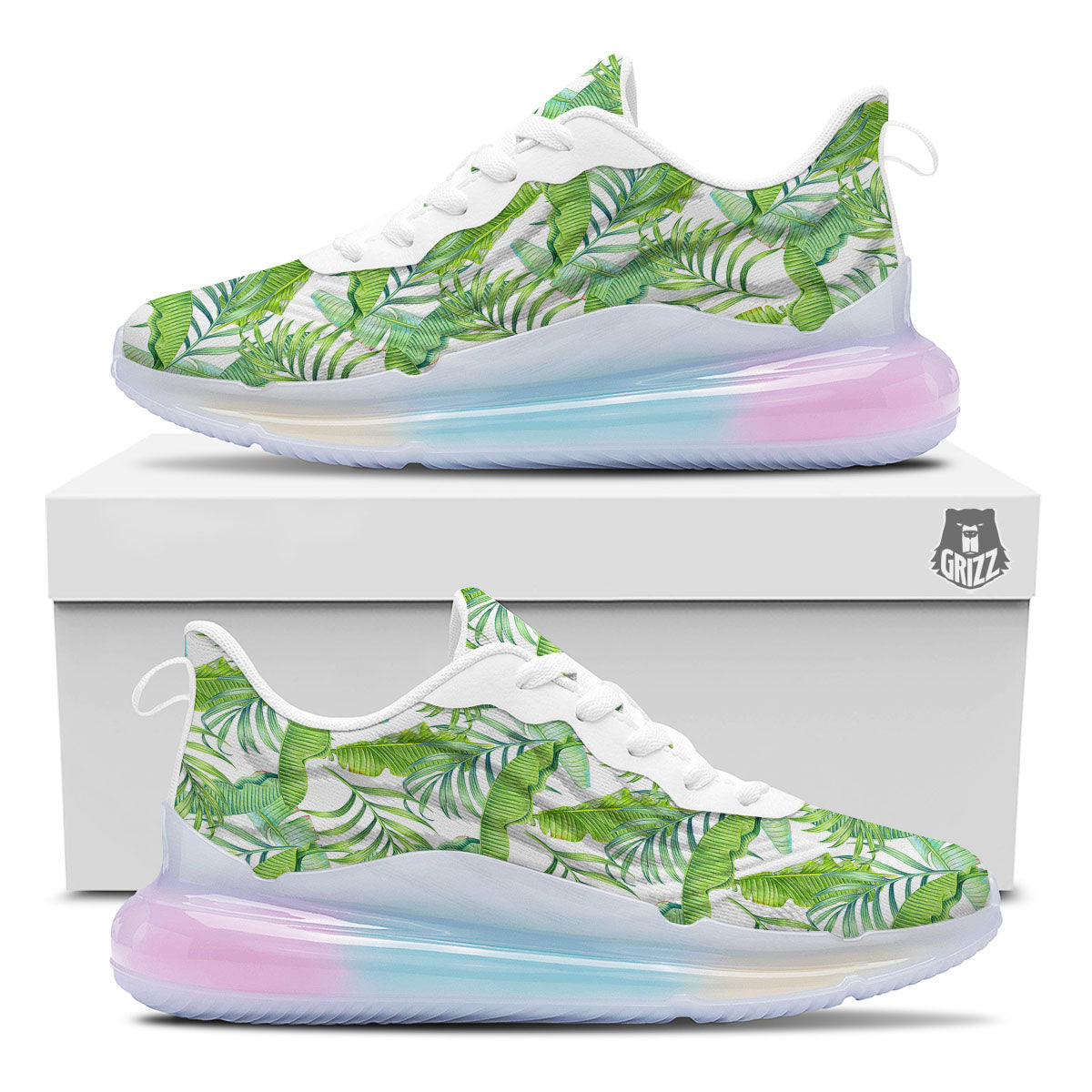 Banana Leave Palm Tree Print Pattern Running Sneakers-grizzshop