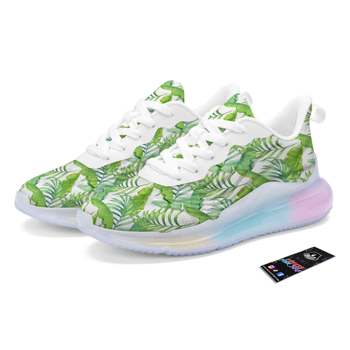 Banana Leave Palm Tree Print Pattern Running Sneakers-grizzshop