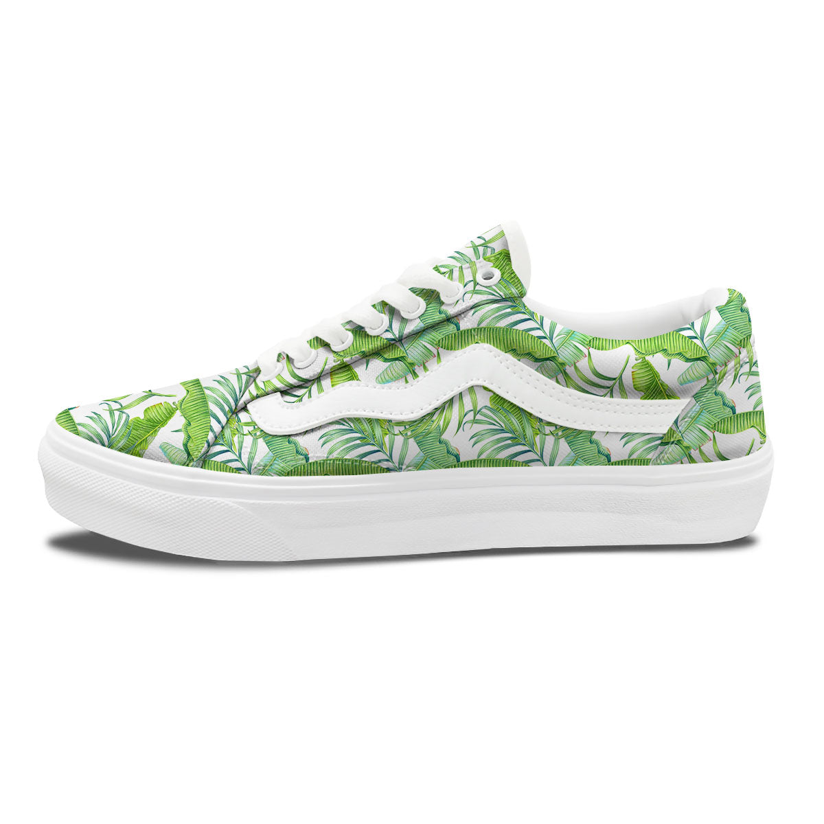 Banana Leave Palm Tree Print Pattern Skate Shoes-grizzshop