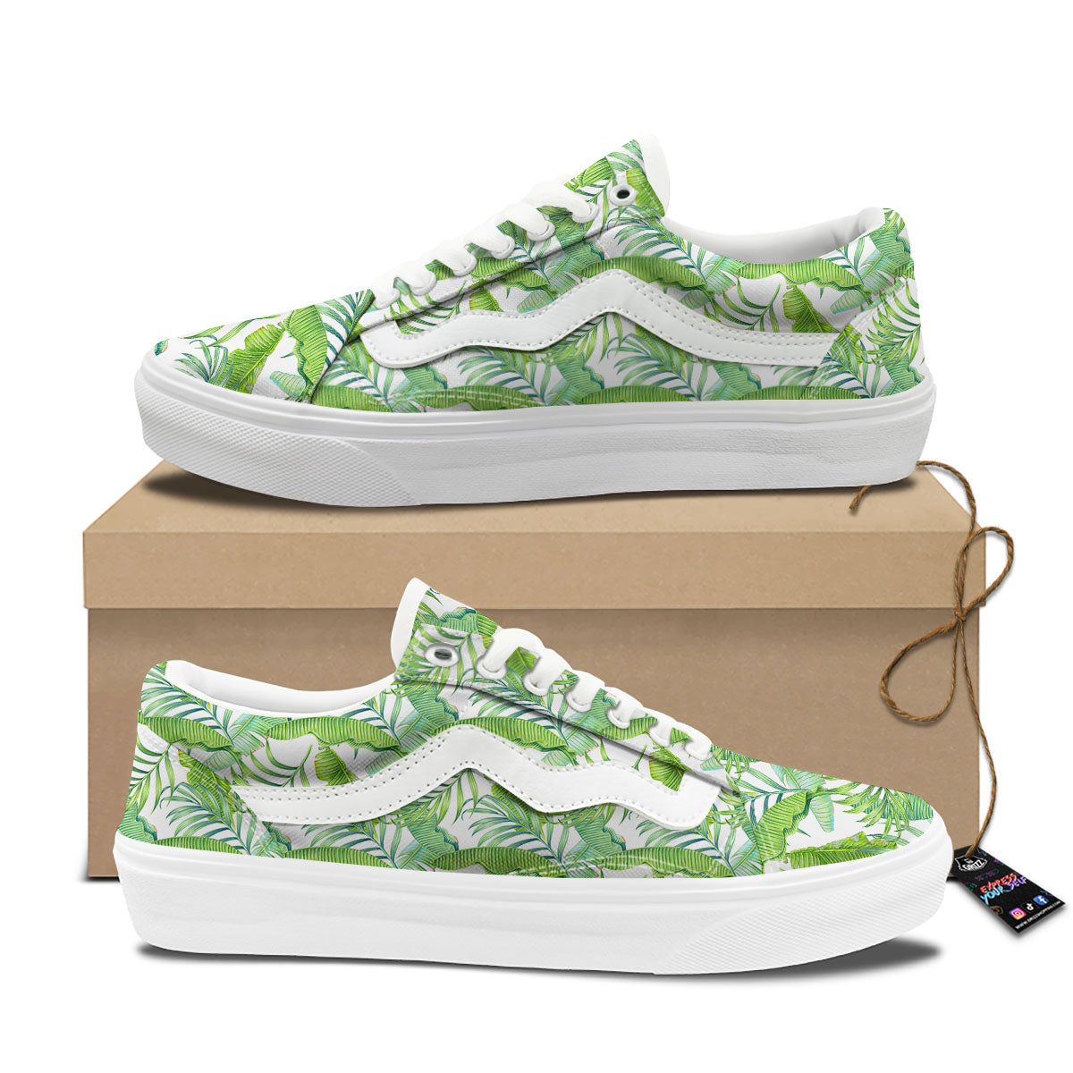 Banana Leave Palm Tree Print Pattern Skate Shoes-grizzshop
