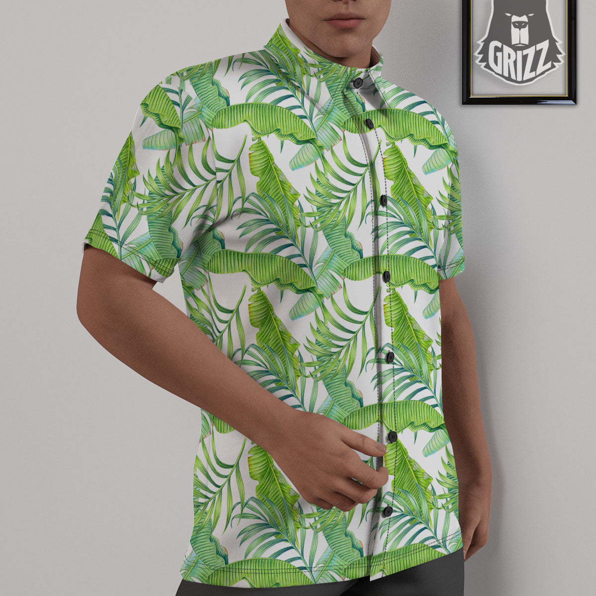 Banana Leave Palm Tree Print Pattern Untucked Shirts-grizzshop