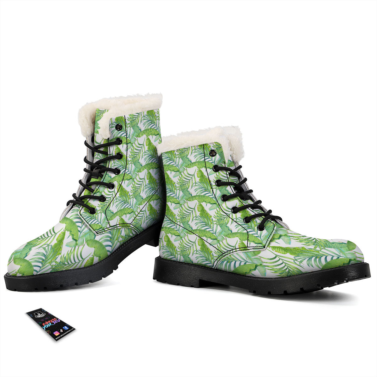Banana Leave Palm Tree Print Pattern Winter Boots-grizzshop