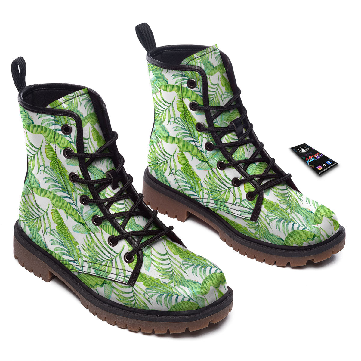 Banana Leave Palm Tree Print Pattern Work Boots-grizzshop