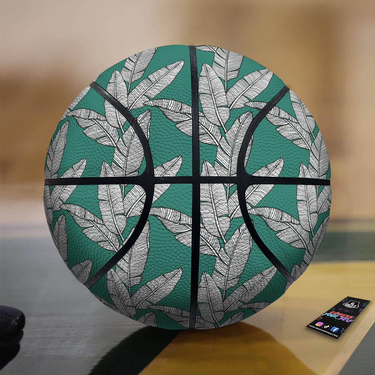 Banana Leaves Teal Print Pattern Basketball