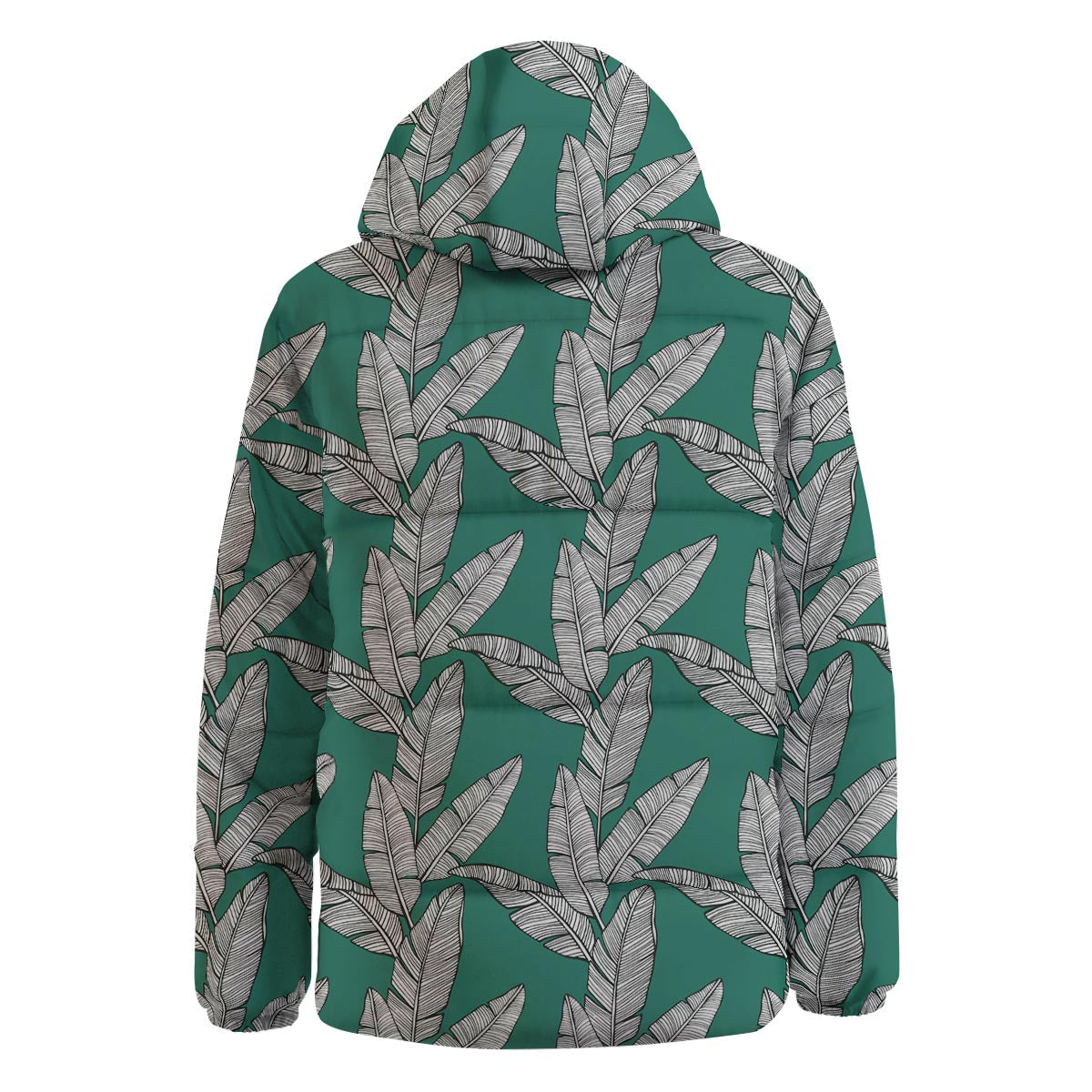Banana Leaves Teal Print Pattern Down Jacket-grizzshop