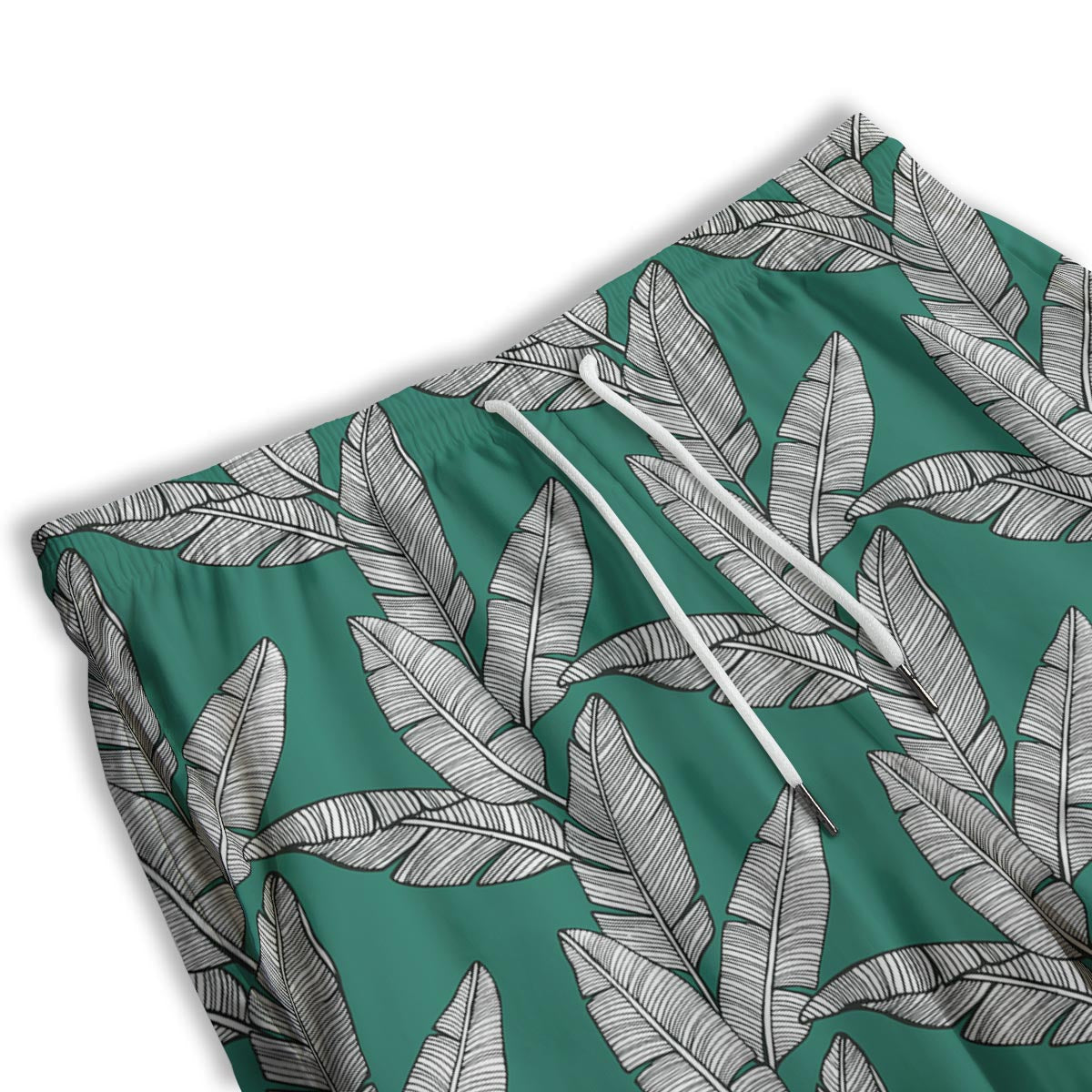 Banana Leaves Teal Print Pattern Men's Athletic Shorts