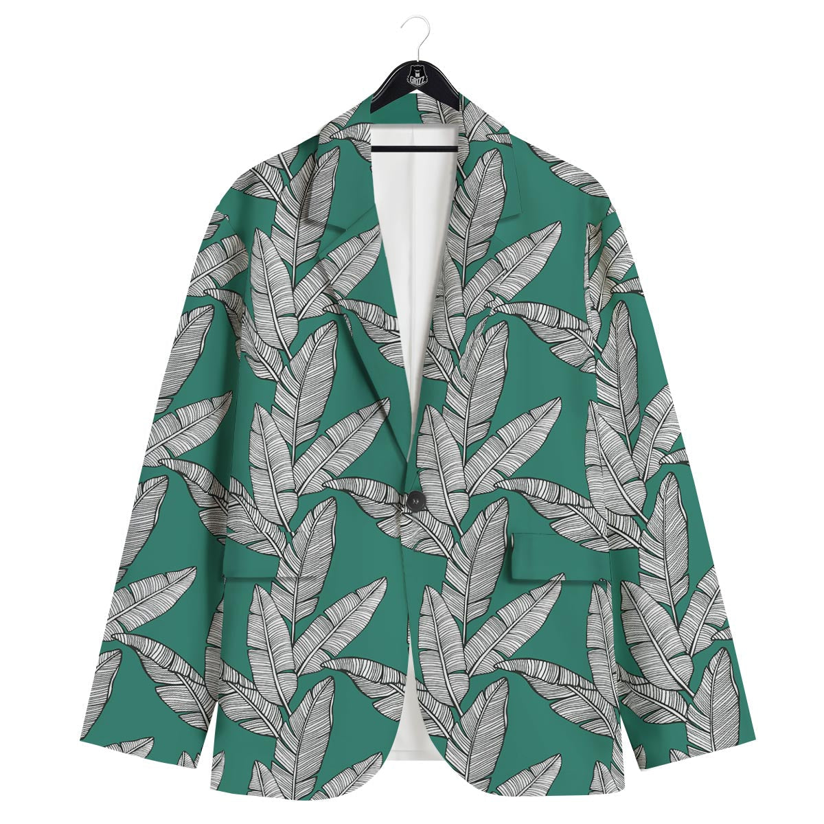Banana Leaves Teal Print Pattern Men's Sport Coat-grizzshop