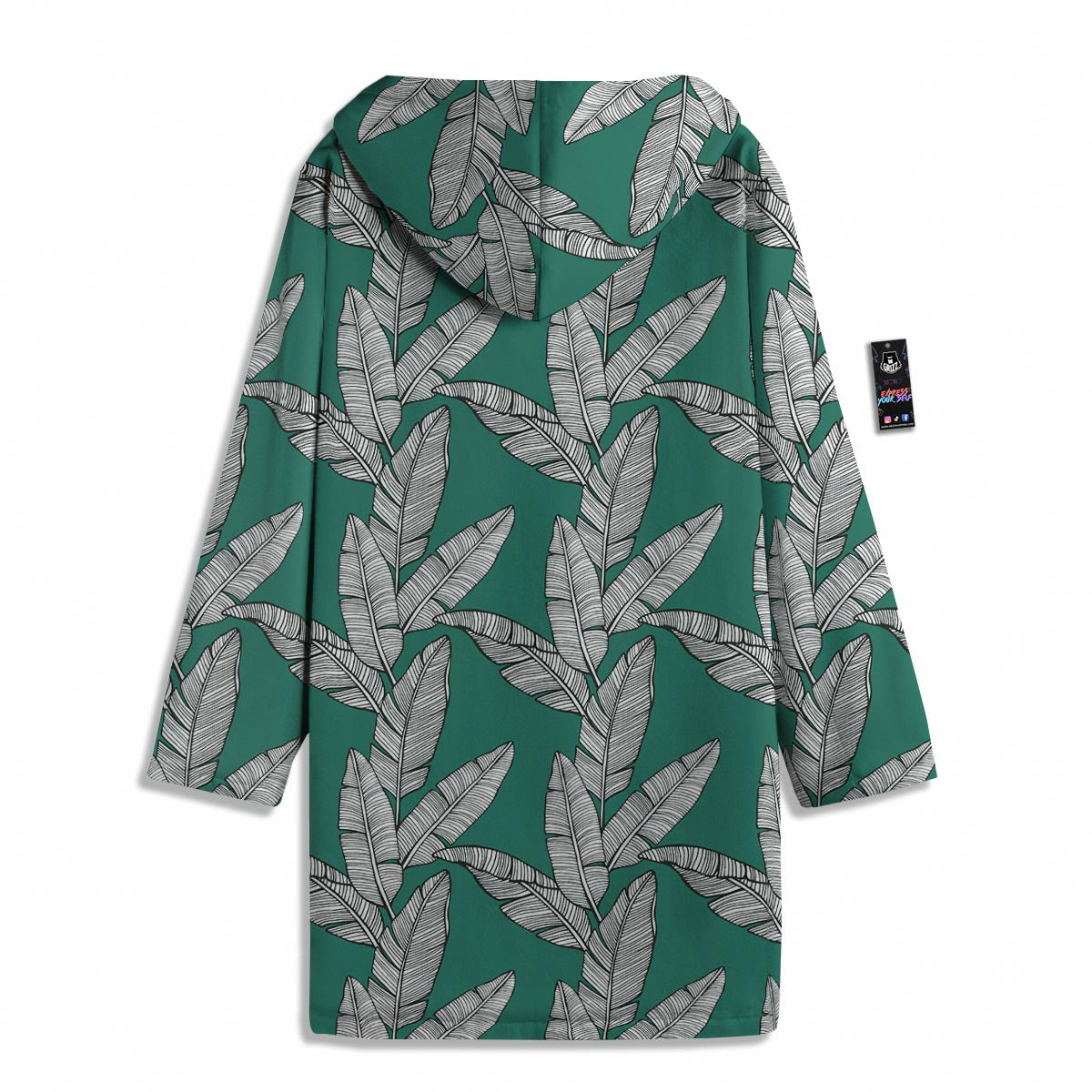 Banana Leaves Teal Print Pattern Men's Windbreaker Jacket-grizzshop