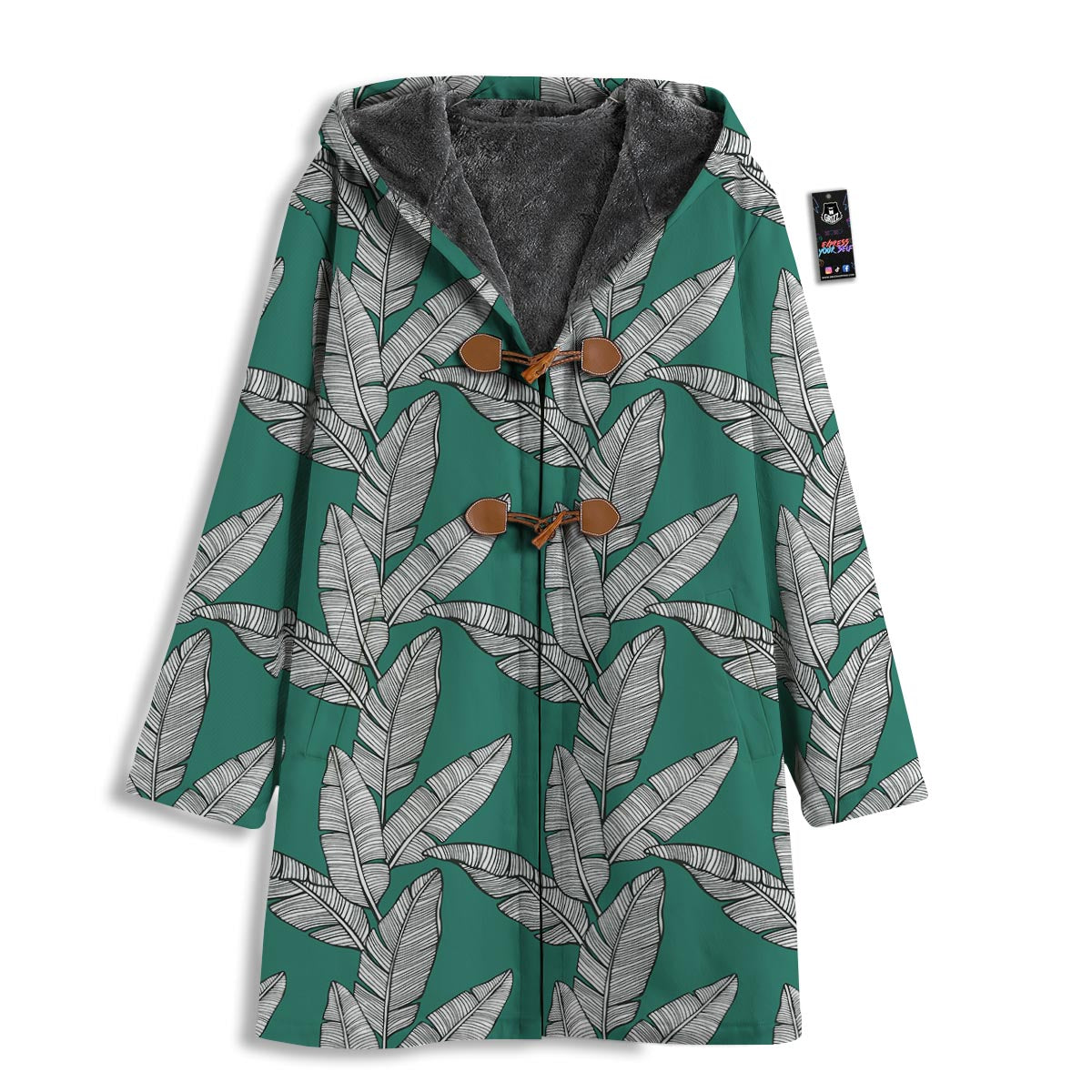 Banana Leaves Teal Print Pattern Men's Windbreaker Jacket-grizzshop