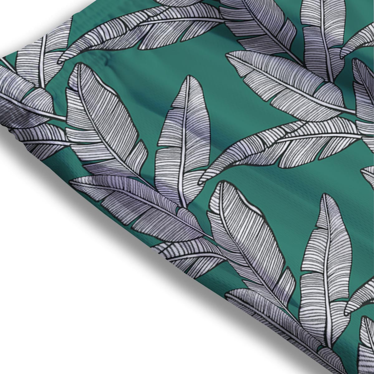 Banana Leaves Teal Print Pattern Mesh Shorts
