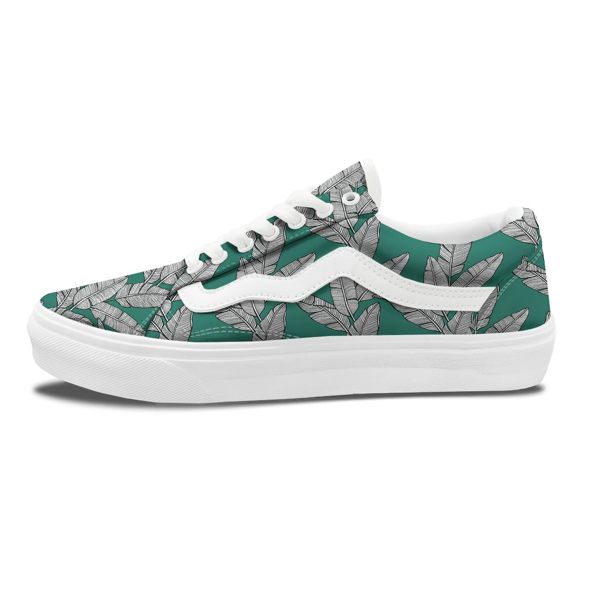 Banana Leaves Teal Print Pattern Skate Shoes-grizzshop