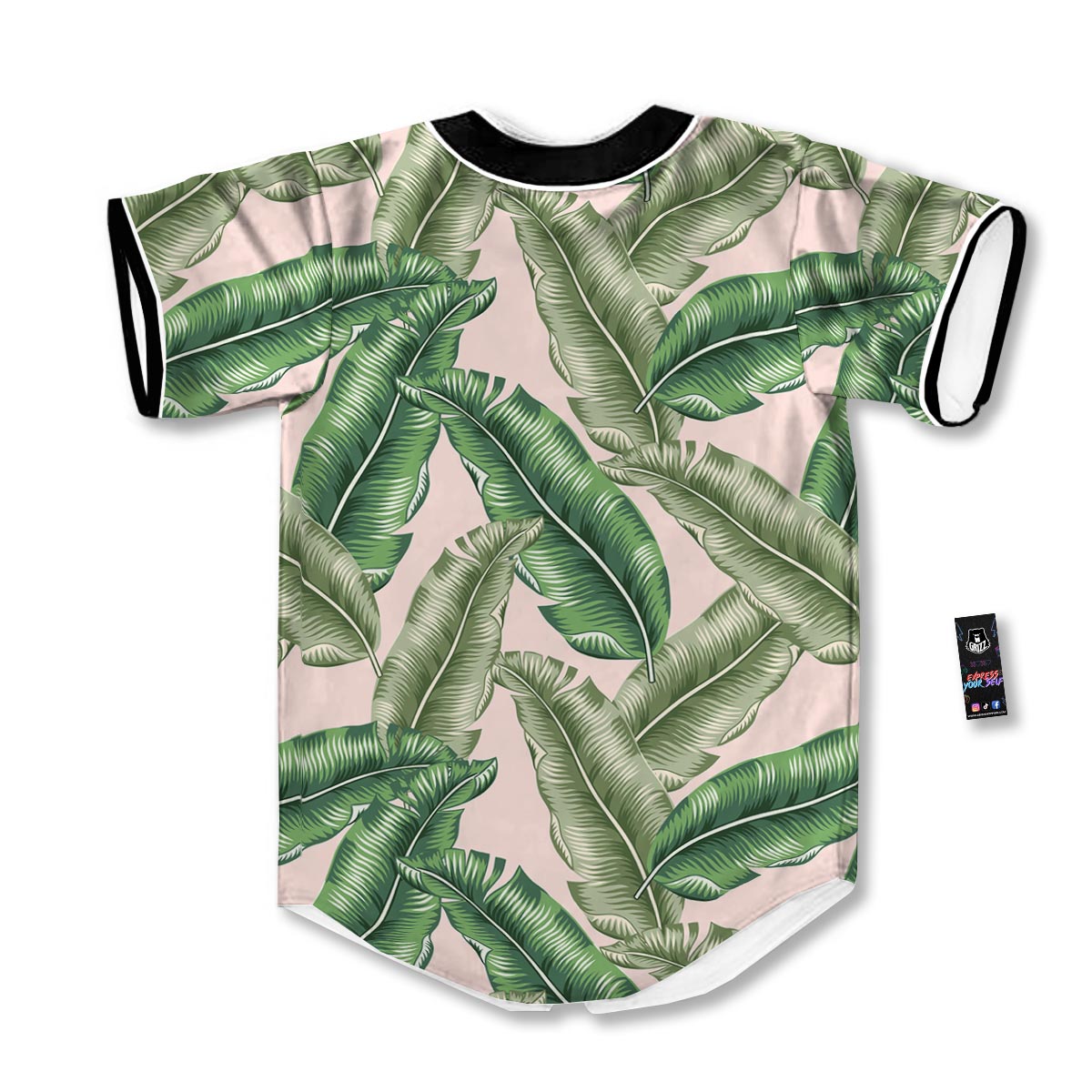 Banana Leaves Tropical Print Pattern Baseball Jersey-grizzshop