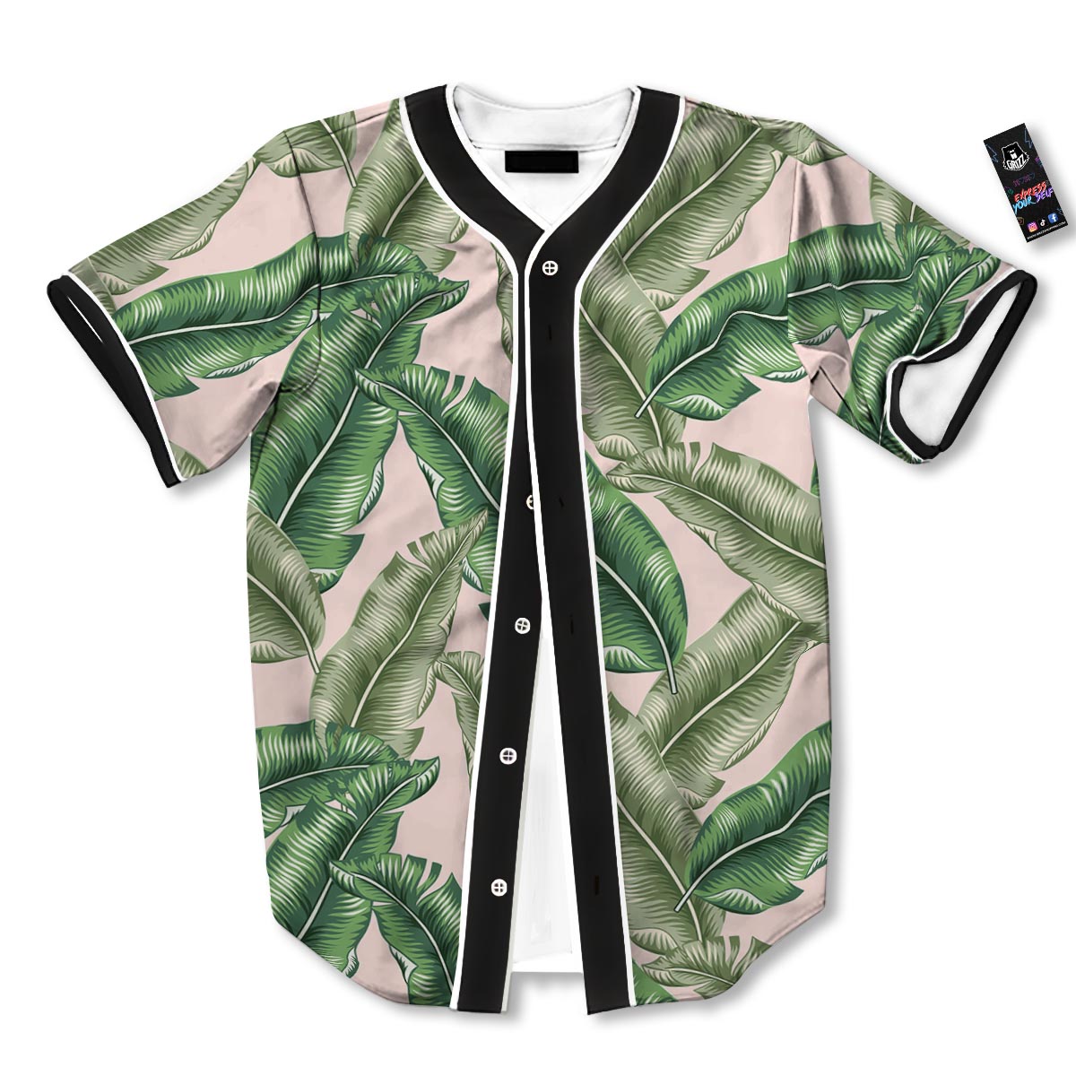 Banana Leaves Tropical Print Pattern Baseball Jersey-grizzshop