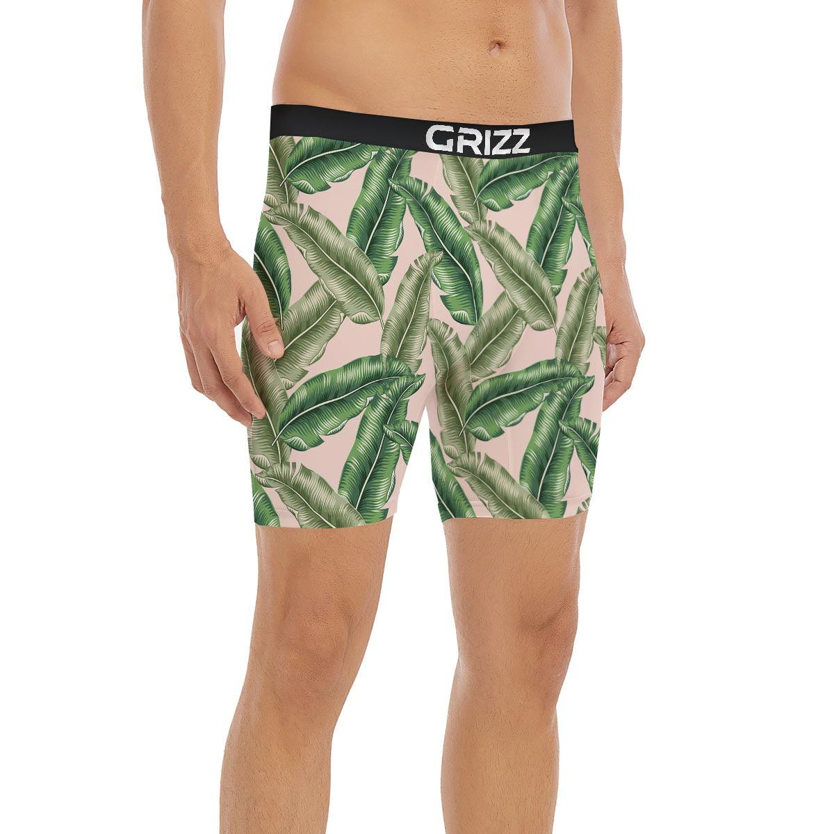 Banana Leaves Tropical Print Pattern Boxer Briefs-grizzshop