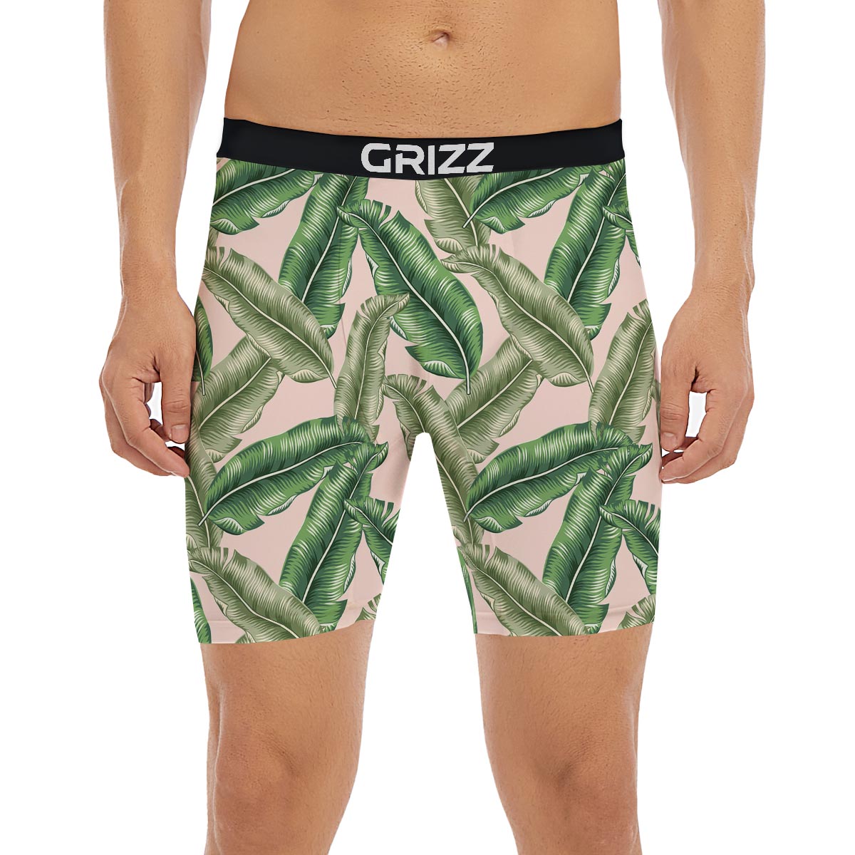 Banana Leaves Tropical Print Pattern Boxer Briefs-grizzshop