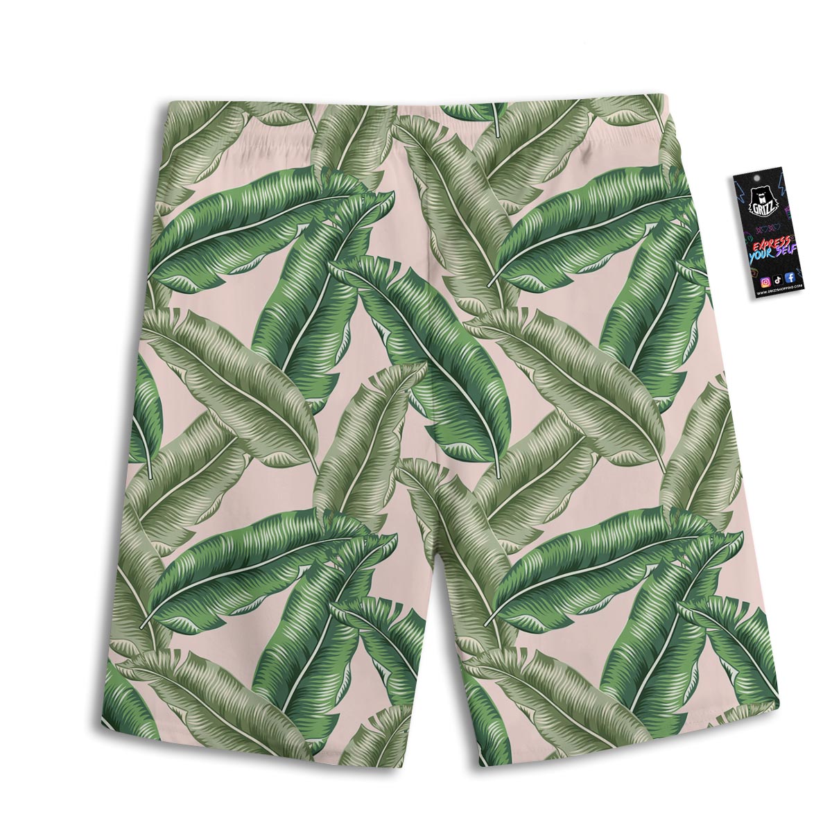 Banana Leaves Tropical Print Pattern Men's Athletic Shorts