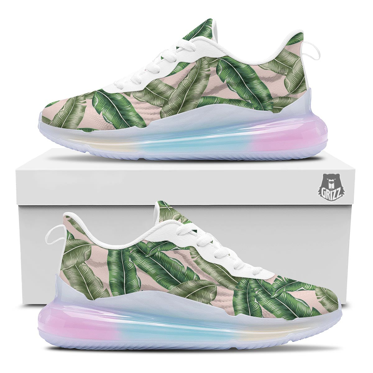 Banana Leaves Tropical Print Pattern Running Sneakers-grizzshop