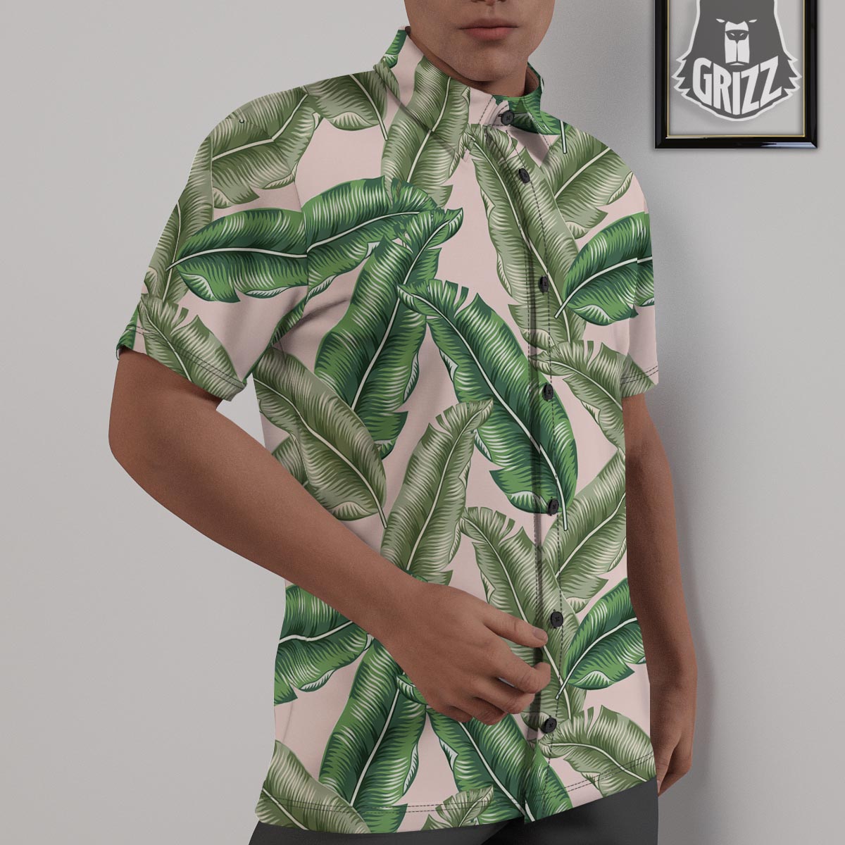 Banana Leaves Tropical Print Pattern Untucked Shirts-grizzshop