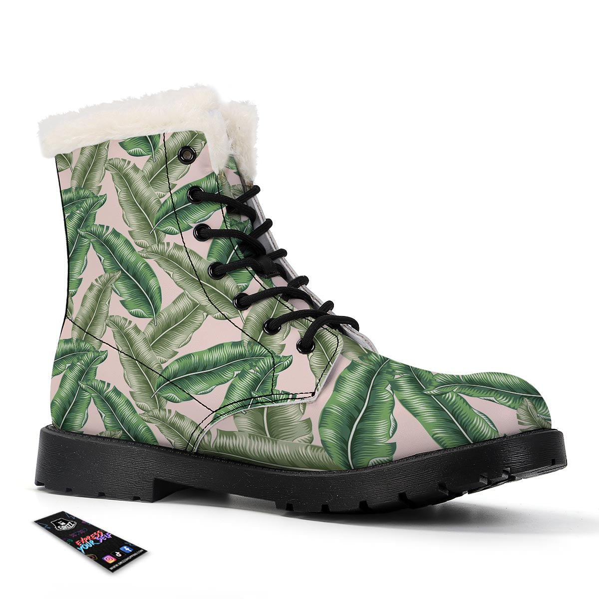 Banana Leaves Tropical Print Pattern Winter Boots-grizzshop