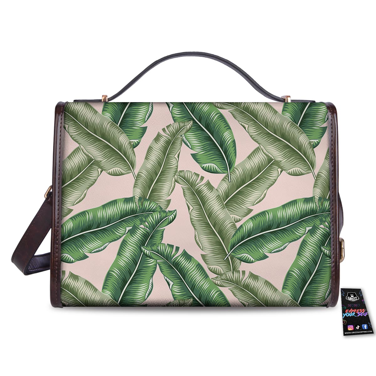Banana Leaves Tropical Print Pattern Women's Satchel Bag-grizzshop