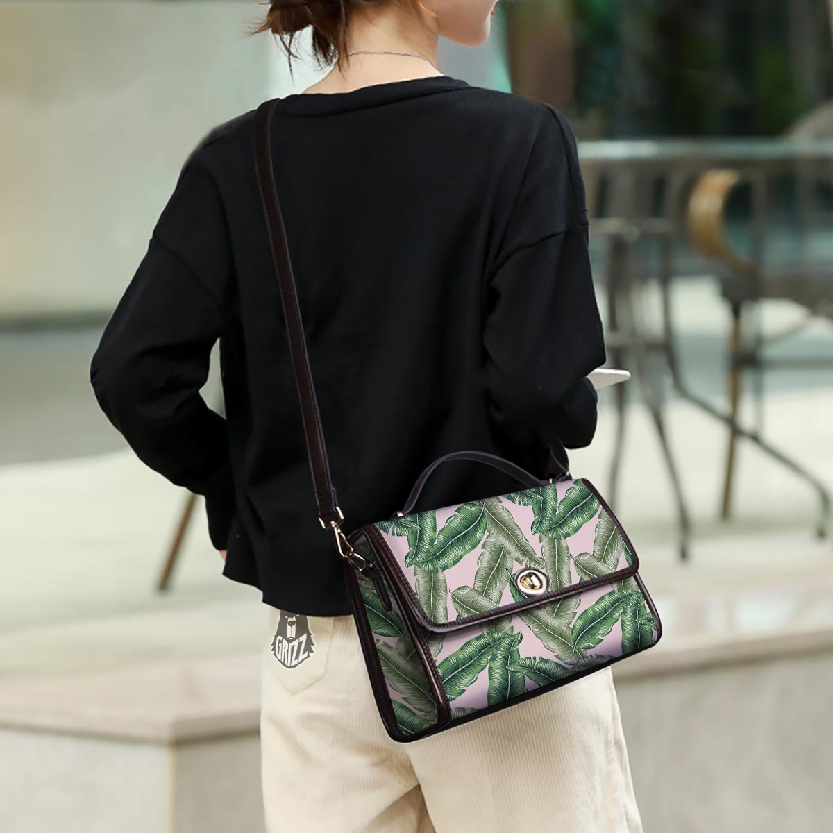 Banana Leaves Tropical Print Pattern Women's Satchel Bag-grizzshop