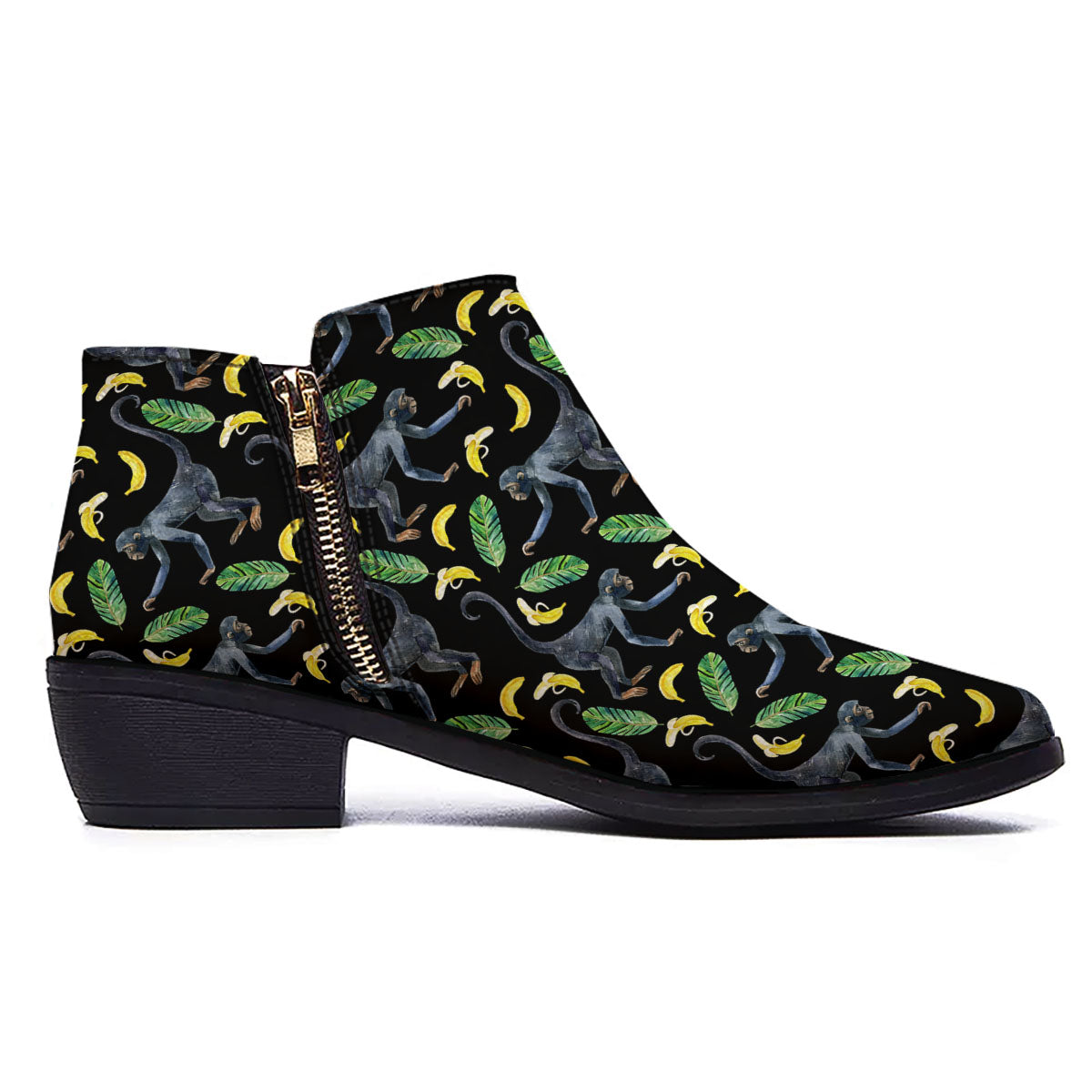 Banana Monkey Pattern Pattern Ankle Boots-grizzshop