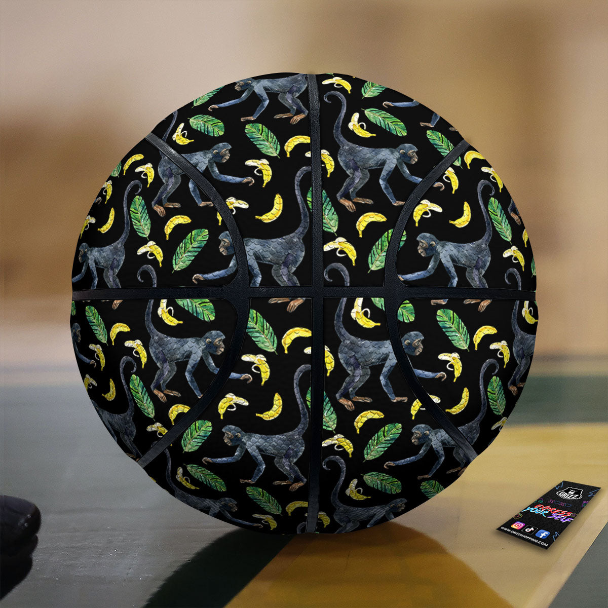 Banana Monkey Pattern Pattern Basketball-grizzshop
