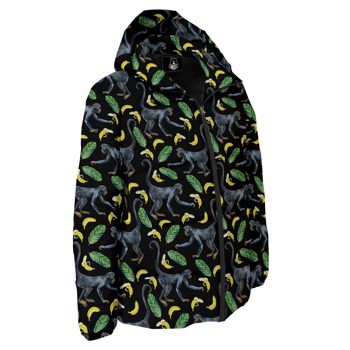 Banana Monkey Pattern Pattern Down Jacket-grizzshop