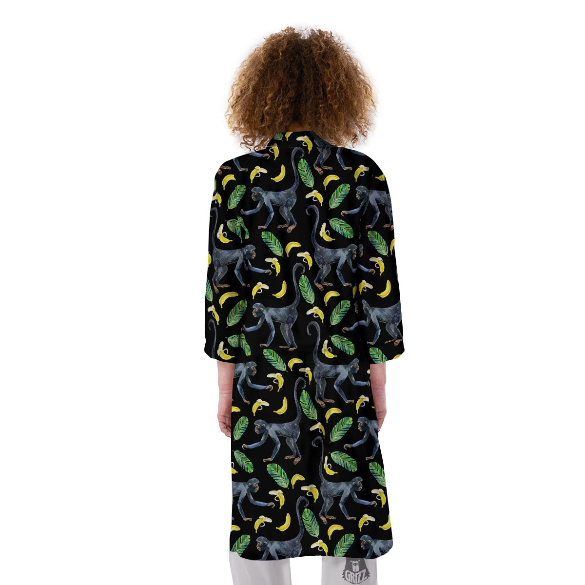 Banana Monkey Pattern Pattern Kimono-grizzshop