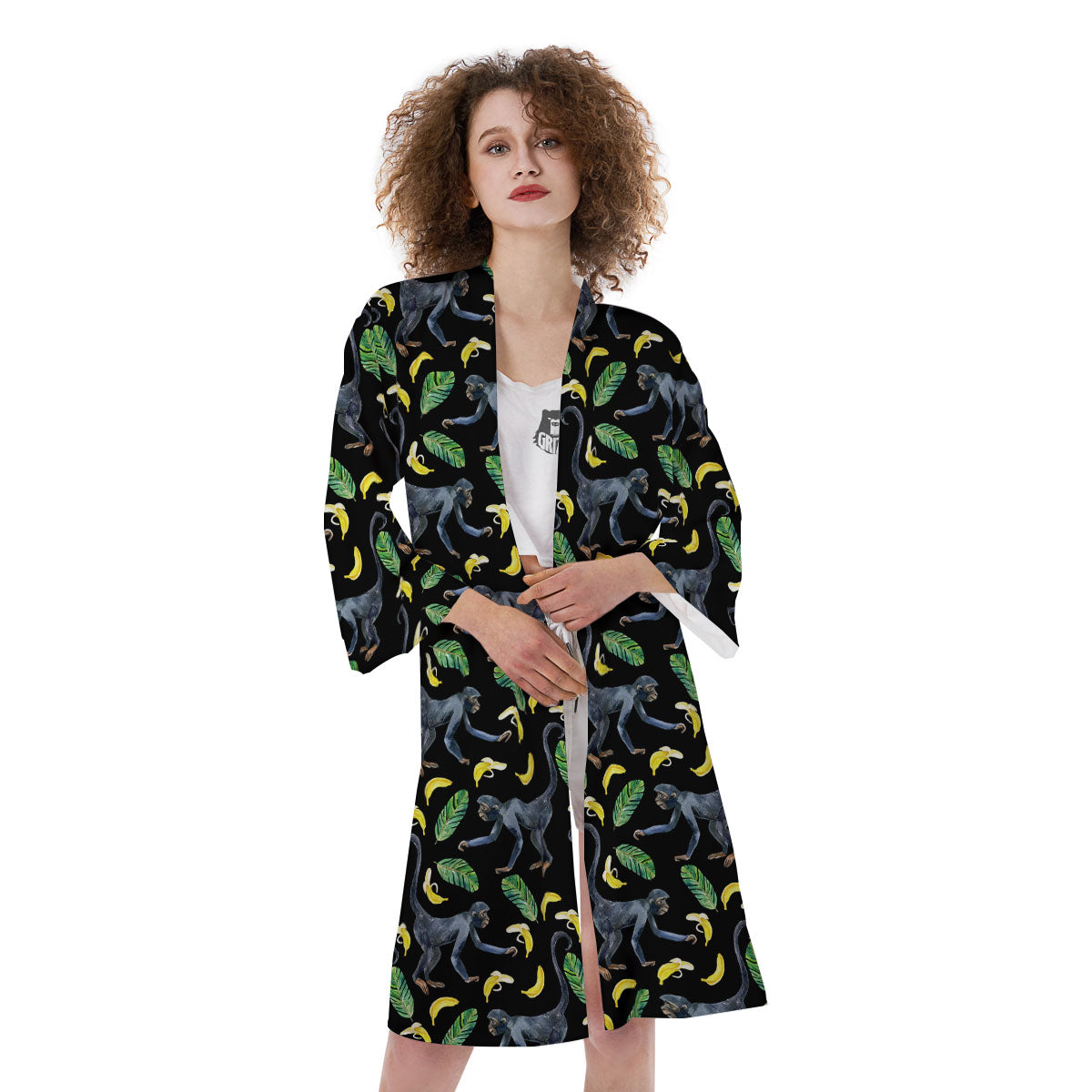 Banana Monkey Pattern Pattern Kimono-grizzshop