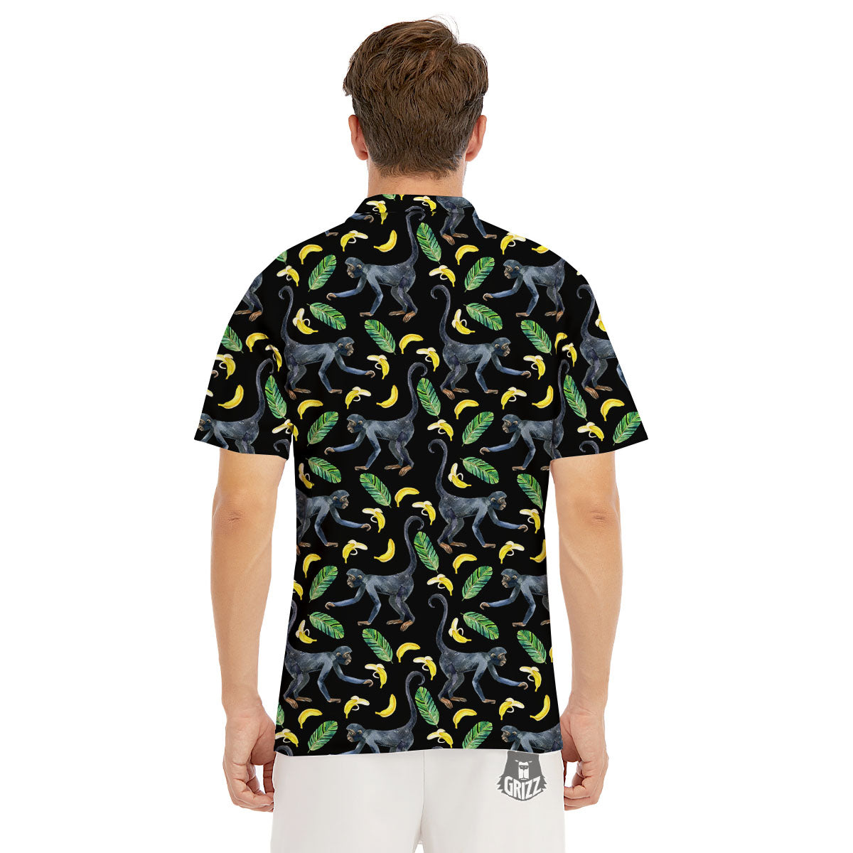 Banana Monkey Pattern Pattern Men's Golf Shirts-grizzshop