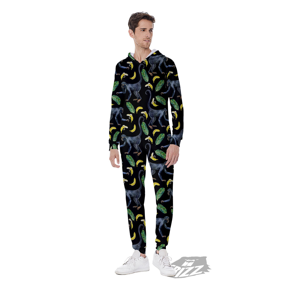 Banana Monkey Pattern Pattern Men's Jumpsuit-grizzshop