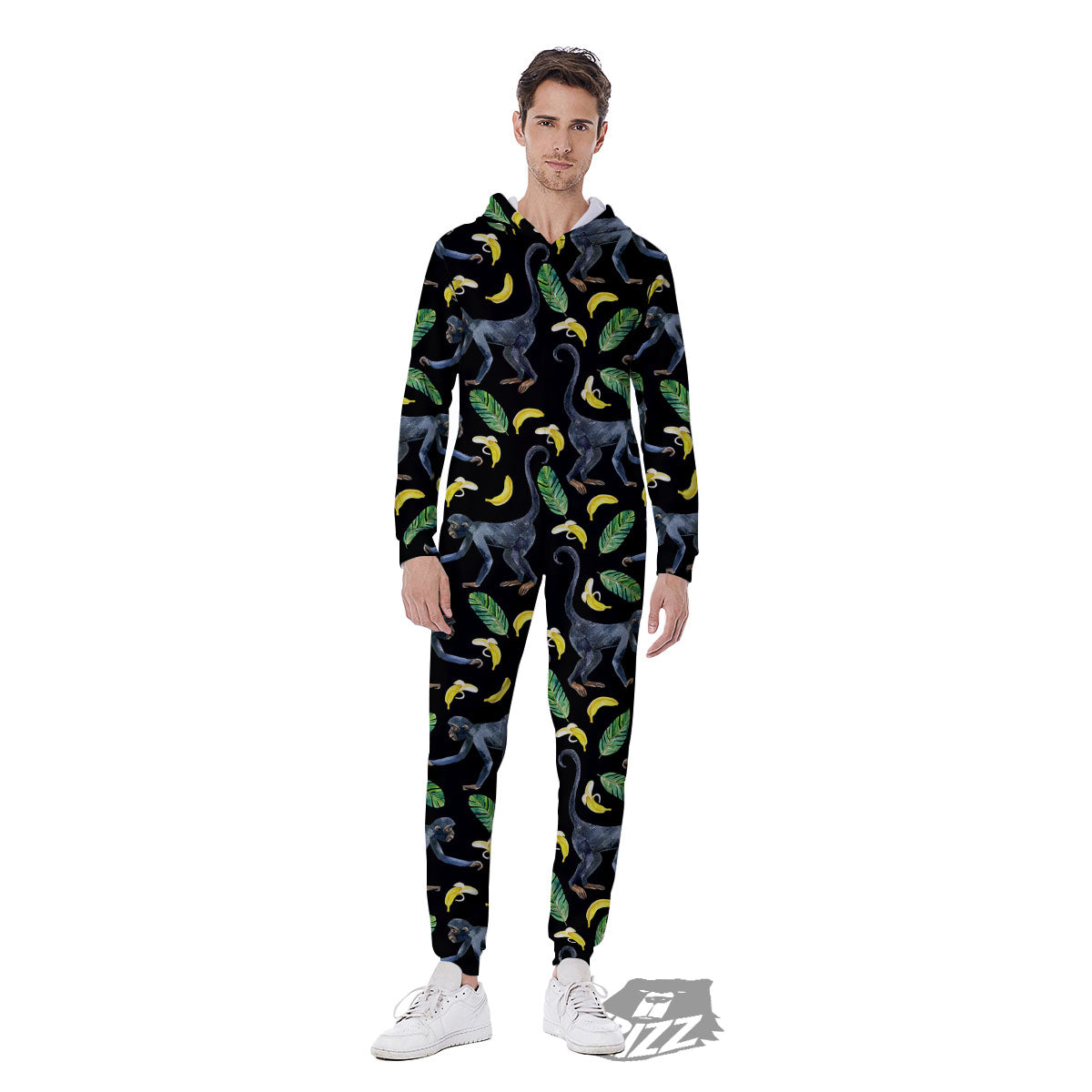 Banana Monkey Pattern Pattern Men's Jumpsuit-grizzshop