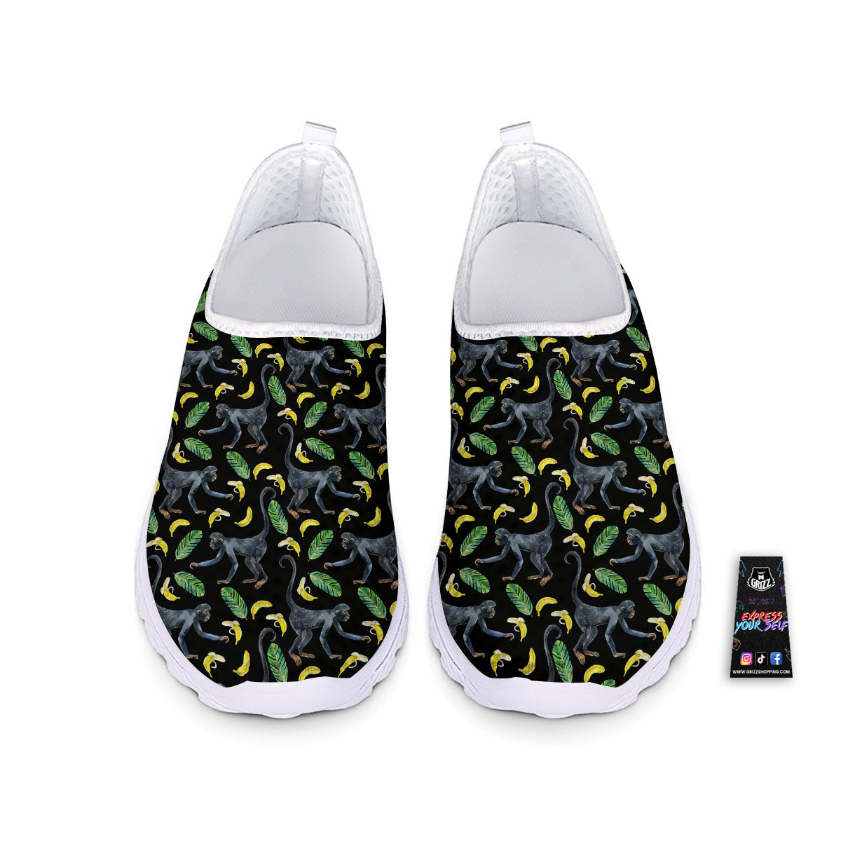 Banana Monkey Pattern Pattern Nurse Shoes-grizzshop