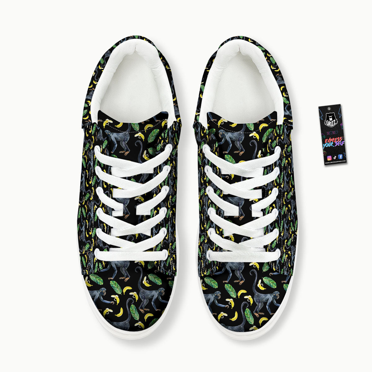 Banana Monkey Pattern Pattern Platform Shoes-grizzshop