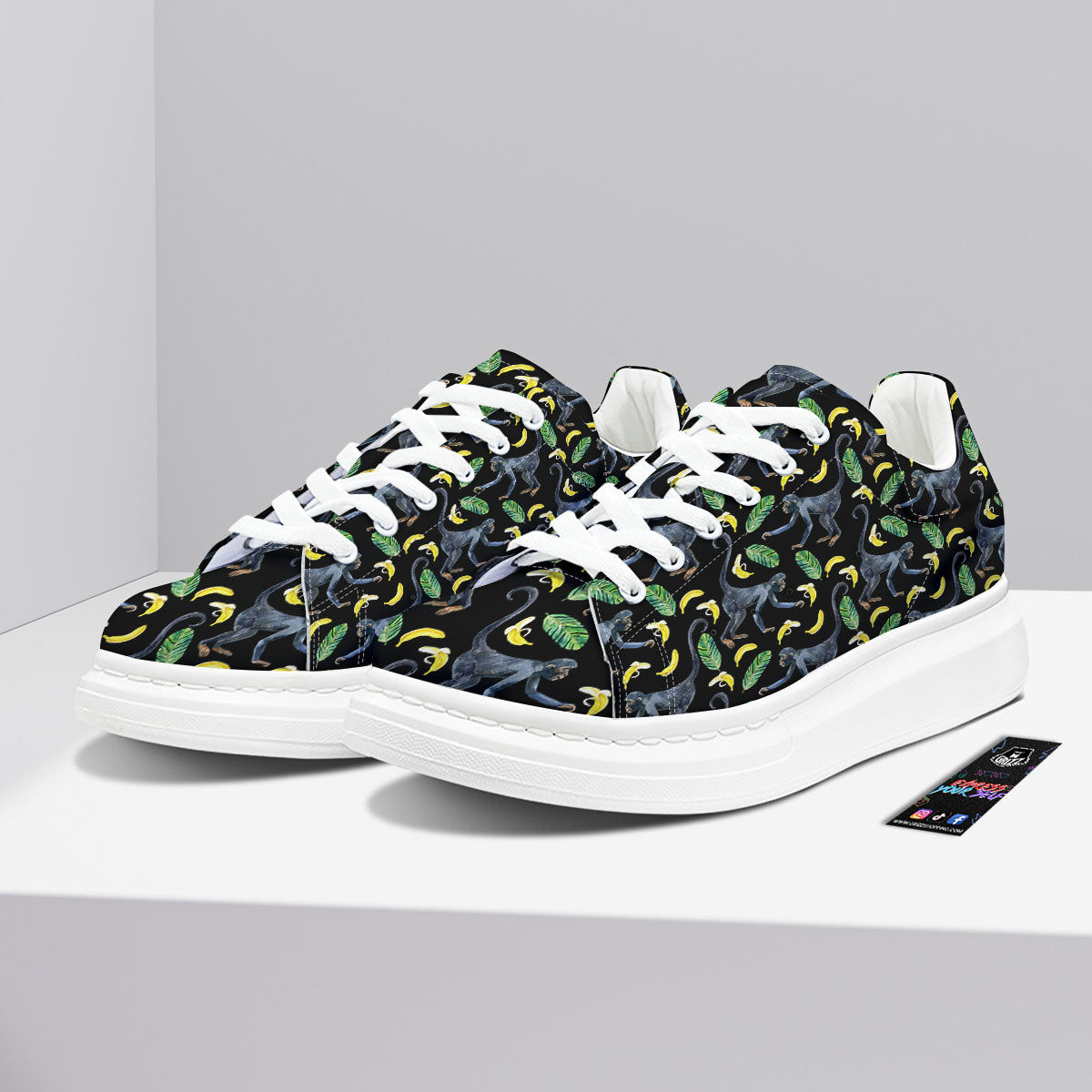 Banana Monkey Pattern Pattern Platform Shoes-grizzshop