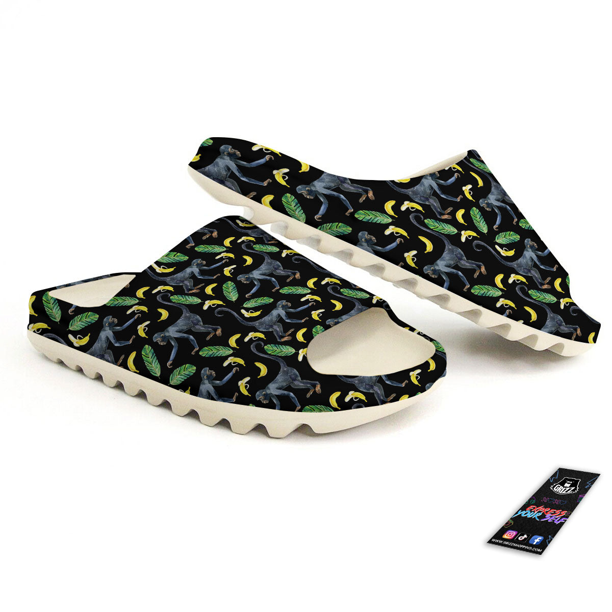 Banana Monkey Pattern Pattern Sandals-grizzshop