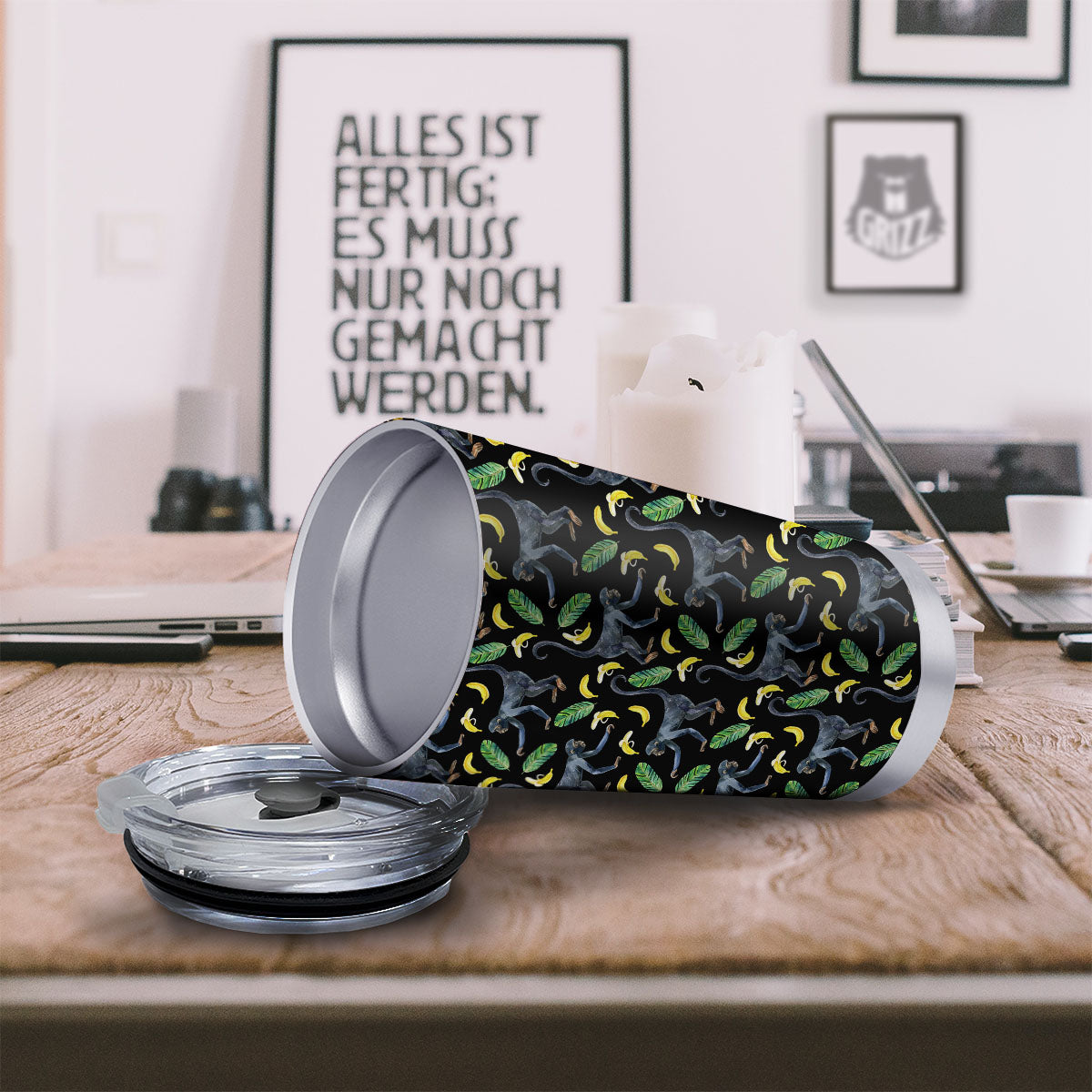 Banana Monkey Pattern Pattern Tumbler-grizzshop