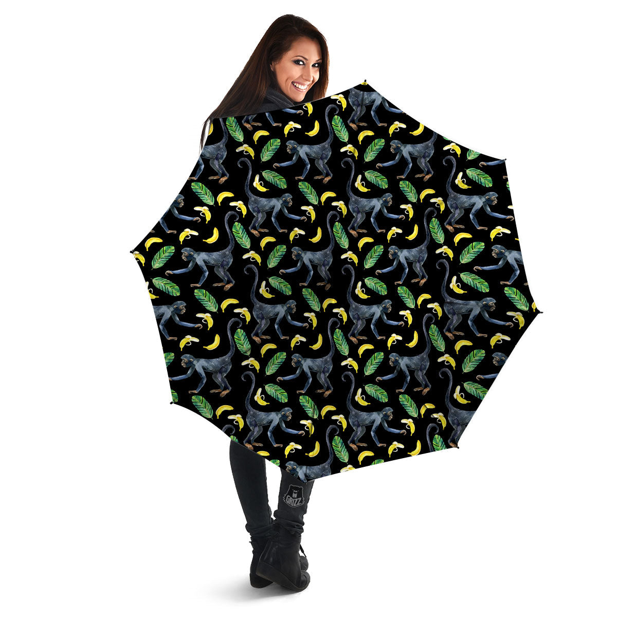 Banana Monkey Pattern Pattern Umbrella-grizzshop