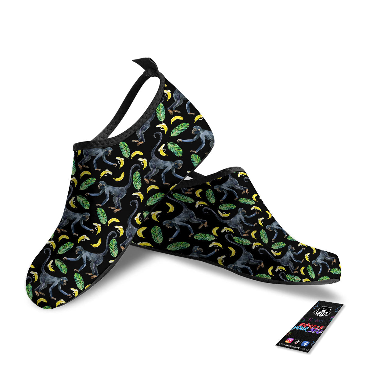 Banana Monkey Pattern Pattern Water Shoes-grizzshop
