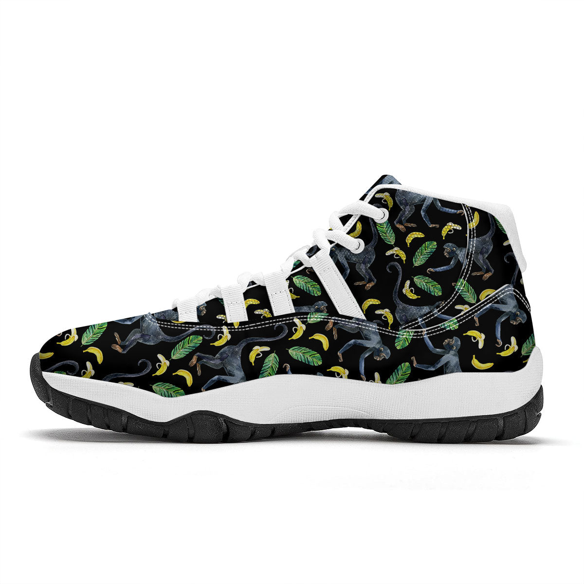 Banana Monkey Pattern Pattern White Bball Shoes-grizzshop